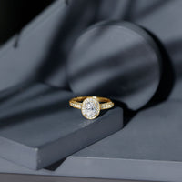 6X8 MM Oval Moissanite Victorian Engagement Ring with Halo