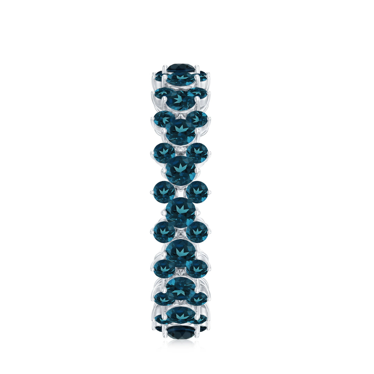 Rosec Jewels London Blue Topaz Cluster Eternity Band Ring with sparkling blue gemstones and intricate silver band design