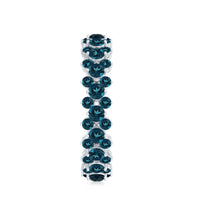 Rosec Jewels London Blue Topaz Cluster Eternity Band Ring with sparkling blue gemstones and intricate silver band design