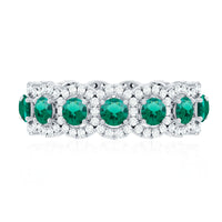 Certified Vintage Style Lab Grown Emerald Wedding Band