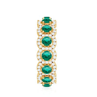 Certified Vintage Style Lab Grown Emerald Wedding Band