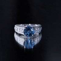 2 Carat London Blue Topaz Statement Engagement Ring with Side Stones