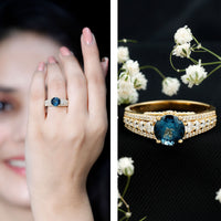 2 Carat London Blue Topaz Statement Engagement Ring with Side Stones
