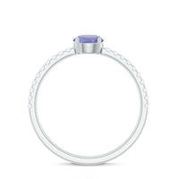 Certified real Tanzanite solitaire promise ring with diamond accents by Rosec Jewels, showcasing a stunning blue gemstone setting.