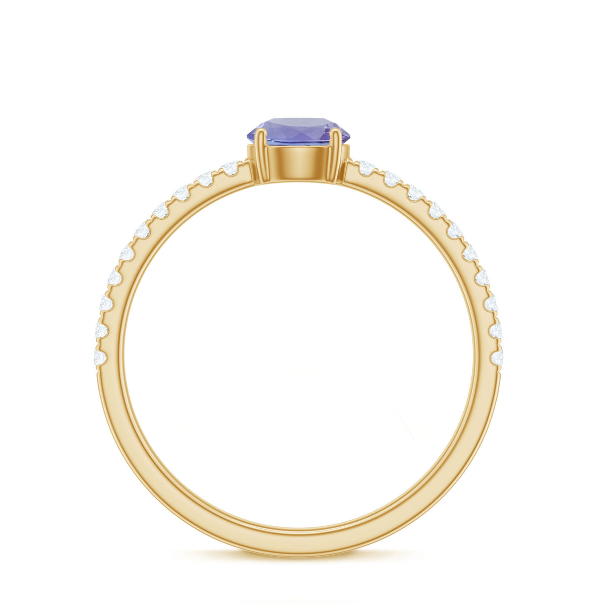 Certified real Tanzanite promise ring with diamond accents by Rosec Jewels, showcasing a solitaire Tanzanite gemstone in a elegant ring setting.