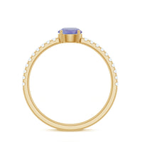 Certified real Tanzanite promise ring with diamond accents by Rosec Jewels, showcasing a solitaire Tanzanite gemstone in a elegant ring setting.