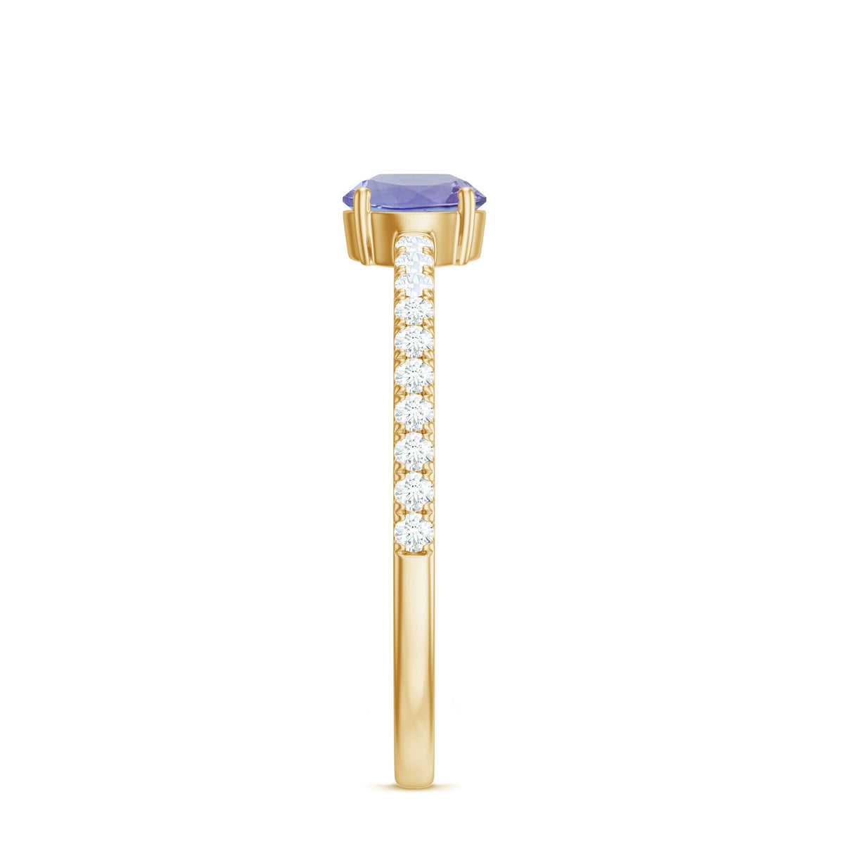 Certified real Tanzanite solitaire promise ring with diamond accents, featuring a elegant design by Rosec Jewels.