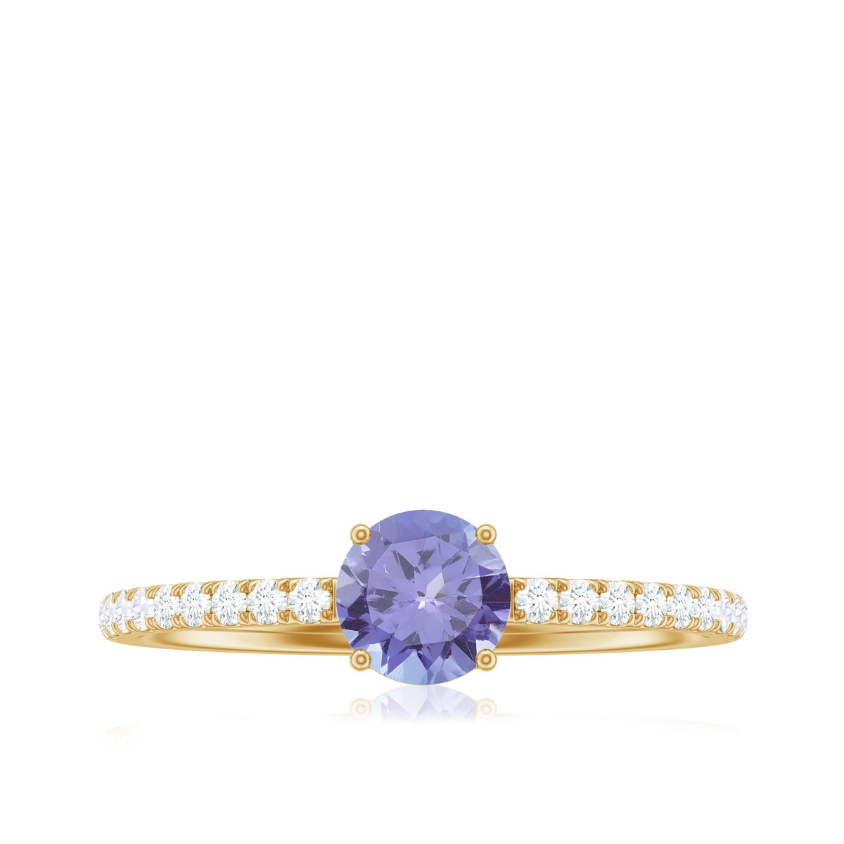 Certified real Tanzanite solitaire promise ring with a diamond accent by Rosec Jewels, showcasing a vibrant blue gemstone and elegant design.