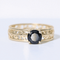 2 Carat Round Black Onyx Filigree Engagement Ring with Certificate