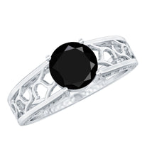 2 Carat Round Black Onyx Filigree Engagement Ring with Certificate