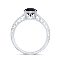 2 Carat Round Black Onyx Filigree Engagement Ring with Certificate