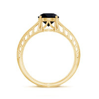 2 Carat Round Black Onyx Filigree Engagement Ring with Certificate