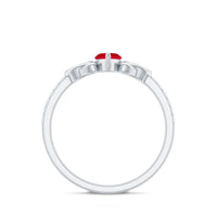 Natural 0.75 Carat Marquise Ruby Diamond Engagement Ring with Celtic Knot