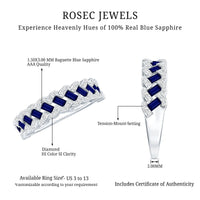 Natural Baguette Blue Sapphire Half Eternity Ring with Diamond