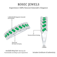 Baguette Emerald and Diamond Braided Half Eternity Band Ring