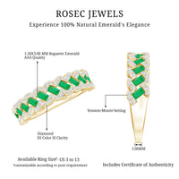 Baguette Emerald and Diamond Braided Half Eternity Band Ring