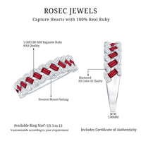 Natural Baguette Ruby Half Eternity Band with Diamond