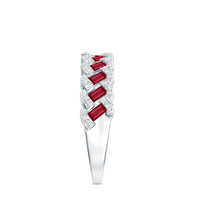 Natural Baguette Ruby Half Eternity Band with Diamond