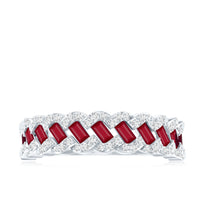Natural Baguette Ruby Half Eternity Band with Diamond
