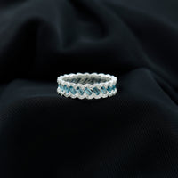 Baguette London Blue Topaz Full Eternity Band with Diamond