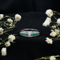 Real Diamond and Emerald Anniversary Ring for Women