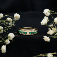 Real Diamond and Emerald Anniversary Ring for Women