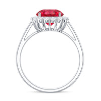 Lab Created 8MM Ruby Halo Engagement Ring with Diamonds