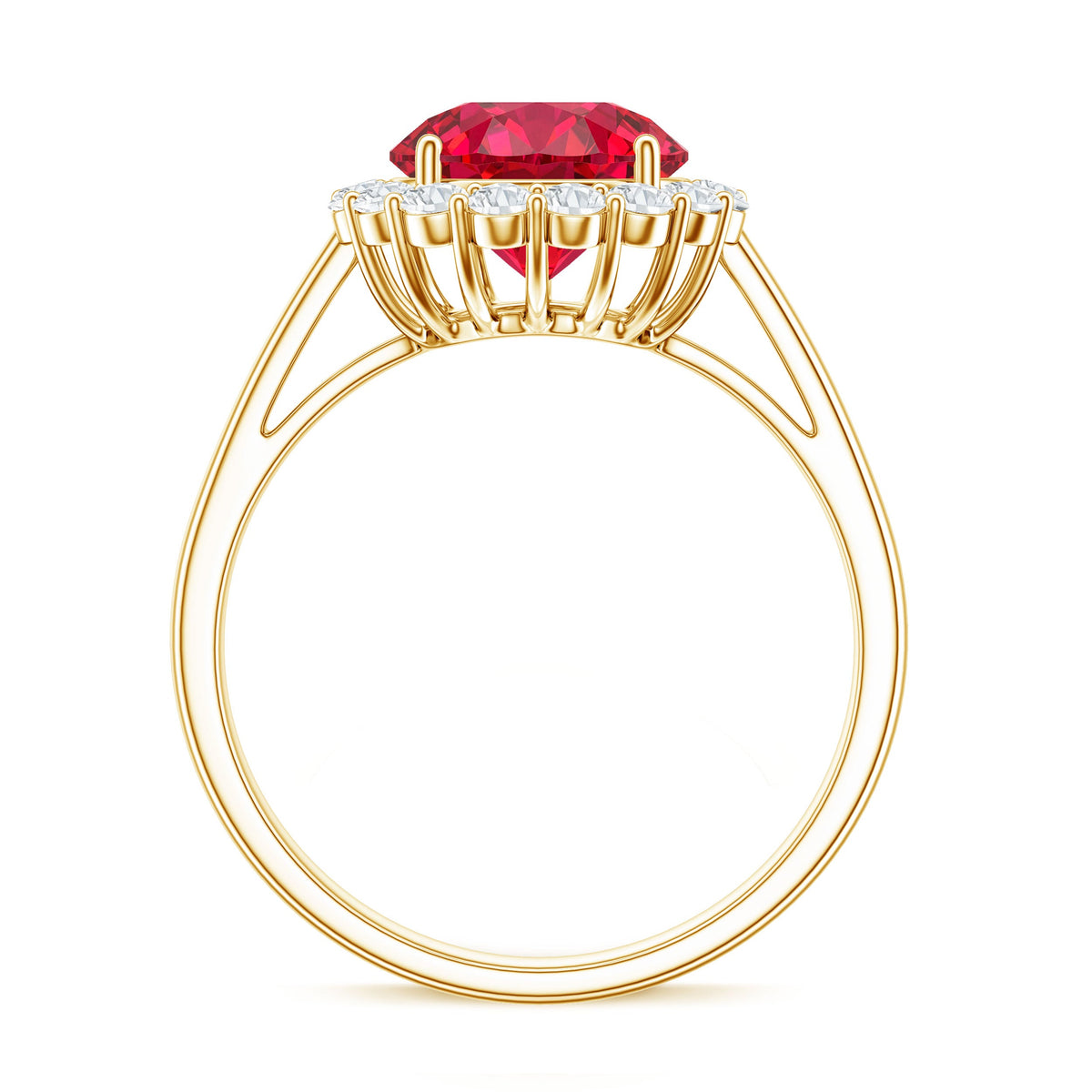 Lab Created 8MM Ruby Halo Engagement Ring with Diamonds