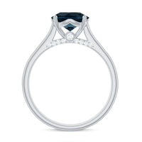 Solitaire Round London Blue Topaz Cathedral Engagement Ring