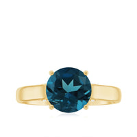 Solitaire Round London Blue Topaz Cathedral Engagement Ring
