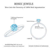 Natural Aquamarine Promise Ring with Surprise Diamond