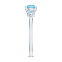 Natural Aquamarine Promise Ring with Surprise Diamond
