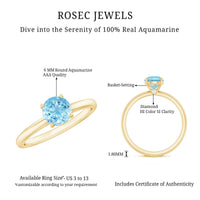 Natural Aquamarine Promise Ring with Surprise Diamond