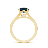 Natural London Blue Topaz and Diamond engagement ring by Rosec Jewels featuring a striking blue topaz center stone with diamond accents.
