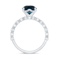 8MM London Blue Topaz Solitaire Engagement Ring with Diamonds