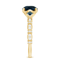 8MM London Blue Topaz Solitaire Engagement Ring with Diamonds