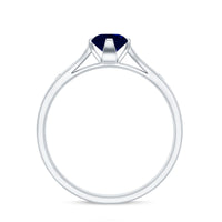 Round Cut Certified Blue Sapphire Promise Ring with Diamond
