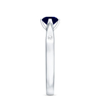 Round Cut Certified Blue Sapphire Promise Ring with Diamond