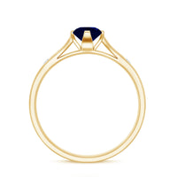 Round Cut Certified Blue Sapphire Promise Ring with Diamond
