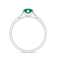 Natural Emerald Diamond Promise Ring with Pinched Shank