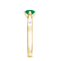 Natural Emerald Diamond Promise Ring with Pinched Shank