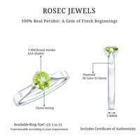 Natural 0.5 Carat Peridot Promise Ring with Diamond