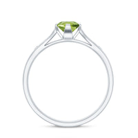 Natural 0.5 Carat Peridot Promise Ring with Diamond