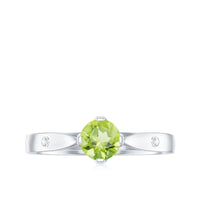 Natural 0.5 Carat Peridot Promise Ring with Diamond