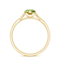 Natural 0.5 Carat Peridot Promise Ring with Diamond