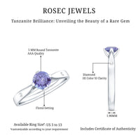 Natural Tanzanite Diamond Commitment Ring for Women