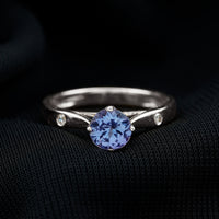 Natural Tanzanite Diamond Commitment Ring for Women