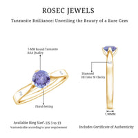 Natural Tanzanite Diamond Commitment Ring for Women