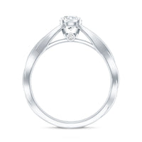 Certified Moissanite Solitaire Engagement Ring in Crossover Shank