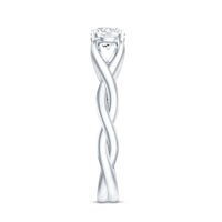 Certified Moissanite Solitaire Engagement Ring in Crossover Shank